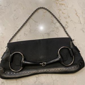 Gucci Black Shoulder Bag with Silver Accents